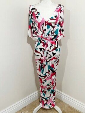 T-Bags Los Angeles V-Neck Cold Shoulder Tie Front Maxi Dress Size S